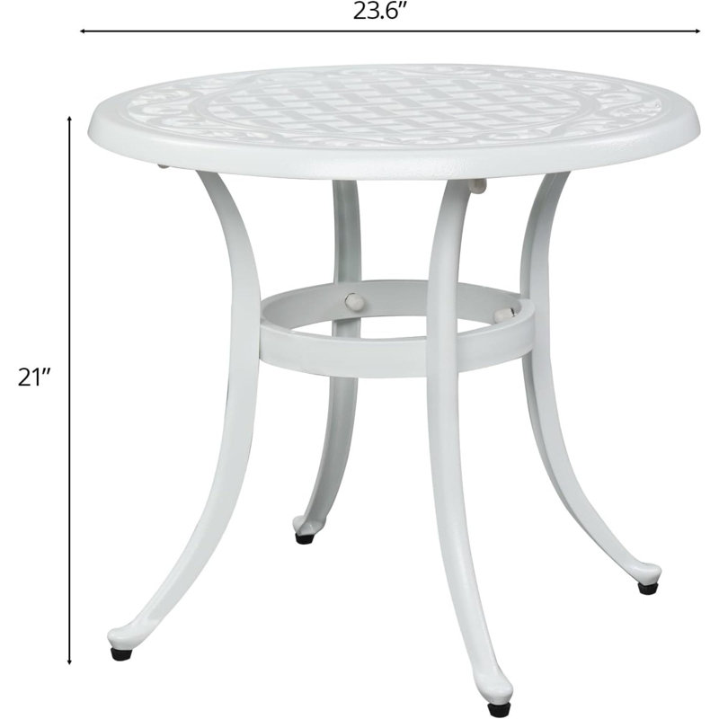 Table d'appoint extérieure en fonte d'aluminium, Blanc
