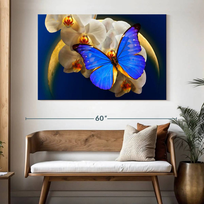 Papillon Morpho au clair de lune, H 34 po x l 51 po