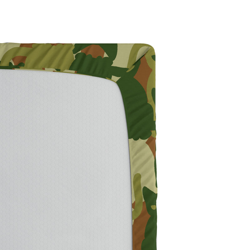Microfiber Camouflage Fitted Sheet, Twin Fitted Sheet, Brown/Green Camouflage 3