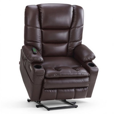 Fauteuil inclinable électrique à deux moteurs avec massage et chauffage Evslin, position infinie, similicuir