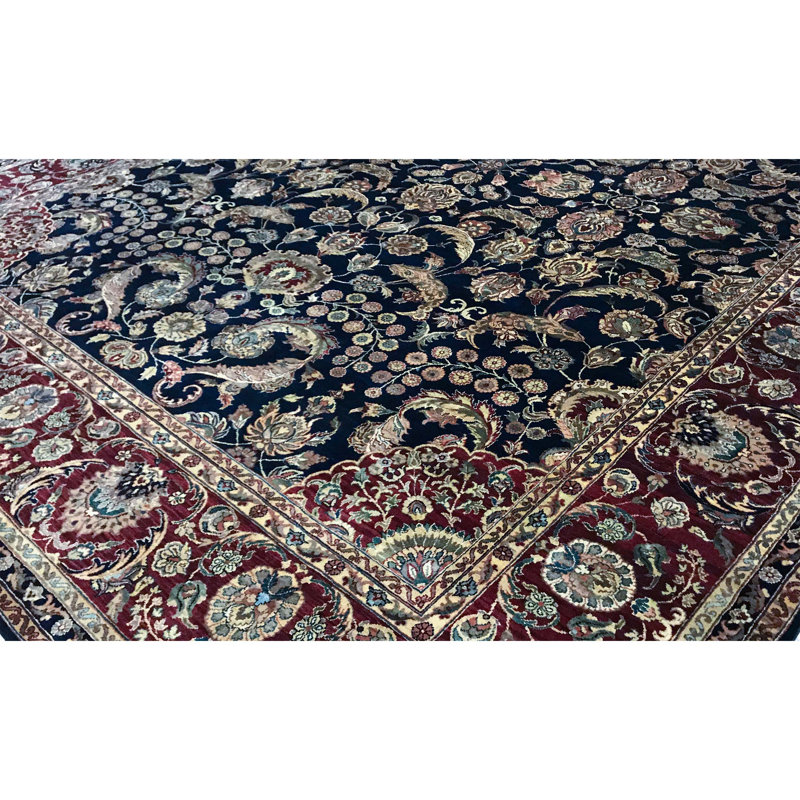 Hand-Knotted High-Quality Blue and Red Area Rug