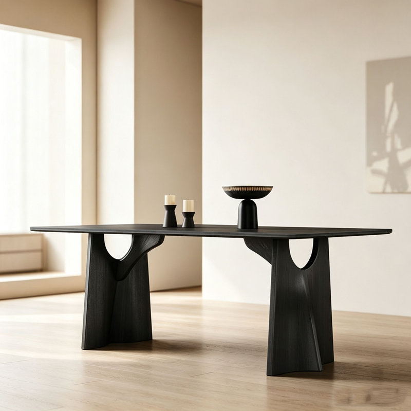 Table en pierre noire frittée, H 29,5 po x l 63 po x P 31,5 po