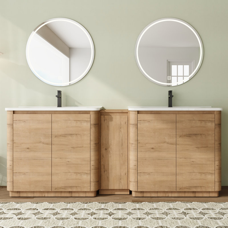 Meuble-lavabo simple autoportant 84 po avec comptoir en céramique et portes à fermeture douce 84 po, 84''