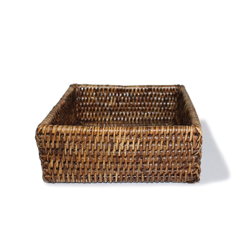 Boîte à serviettes carrée, Brun antique, H 2,25 po x l 7,75 po x P 7,75 po