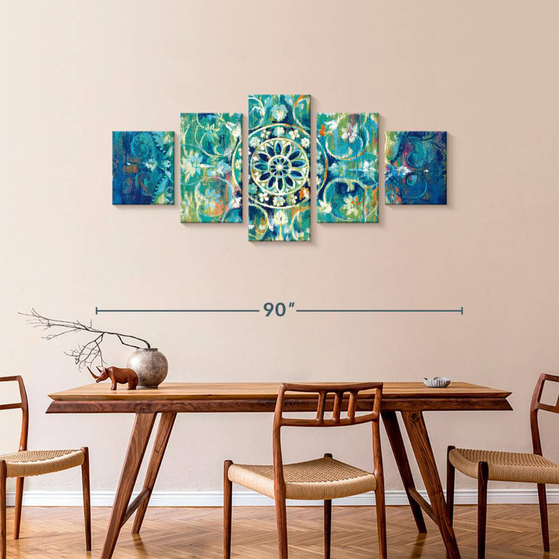 Mandala Kerner en bleu vif, H 36 po x l 80 po