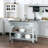 Kitchen Island With Stainless Steel Top, Traditional Kitchen Island With Storage, 2-Tier Open Shelves, Drawers, Light Gray-129490276