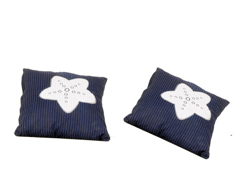 Striped Linen Throw Pillow, Blue