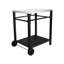 Chariot de barbecue extérieur avec configuration à 2 niveaux, plateau en acier inoxydable, cadre noir, grandes roues, crochets à outils, table de préparation pour barbecue, cour arrière, four à pizza, capacité de rangement