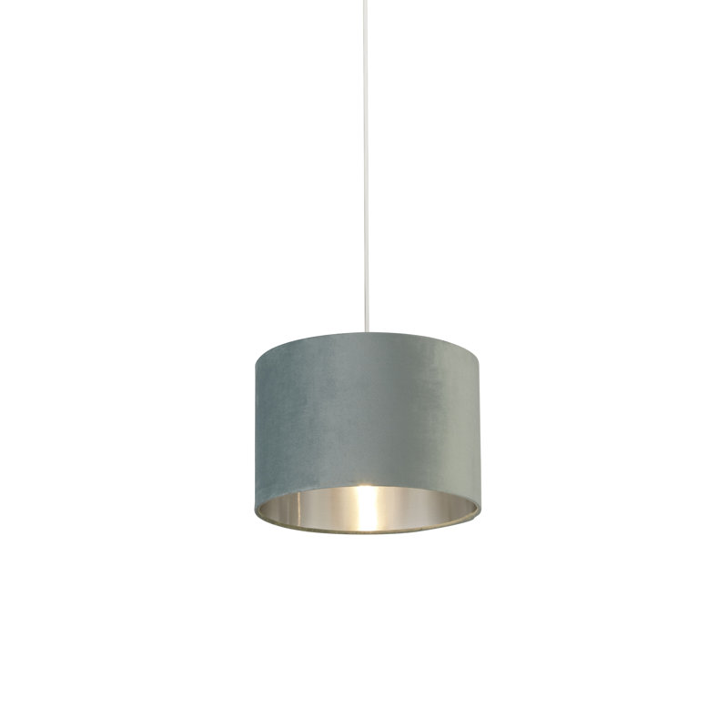 Velvet, Plastic And Mild Steel Traditional, Sage Green/Brushed Silver, 20 cm H x 30 cm W x 30cm D
