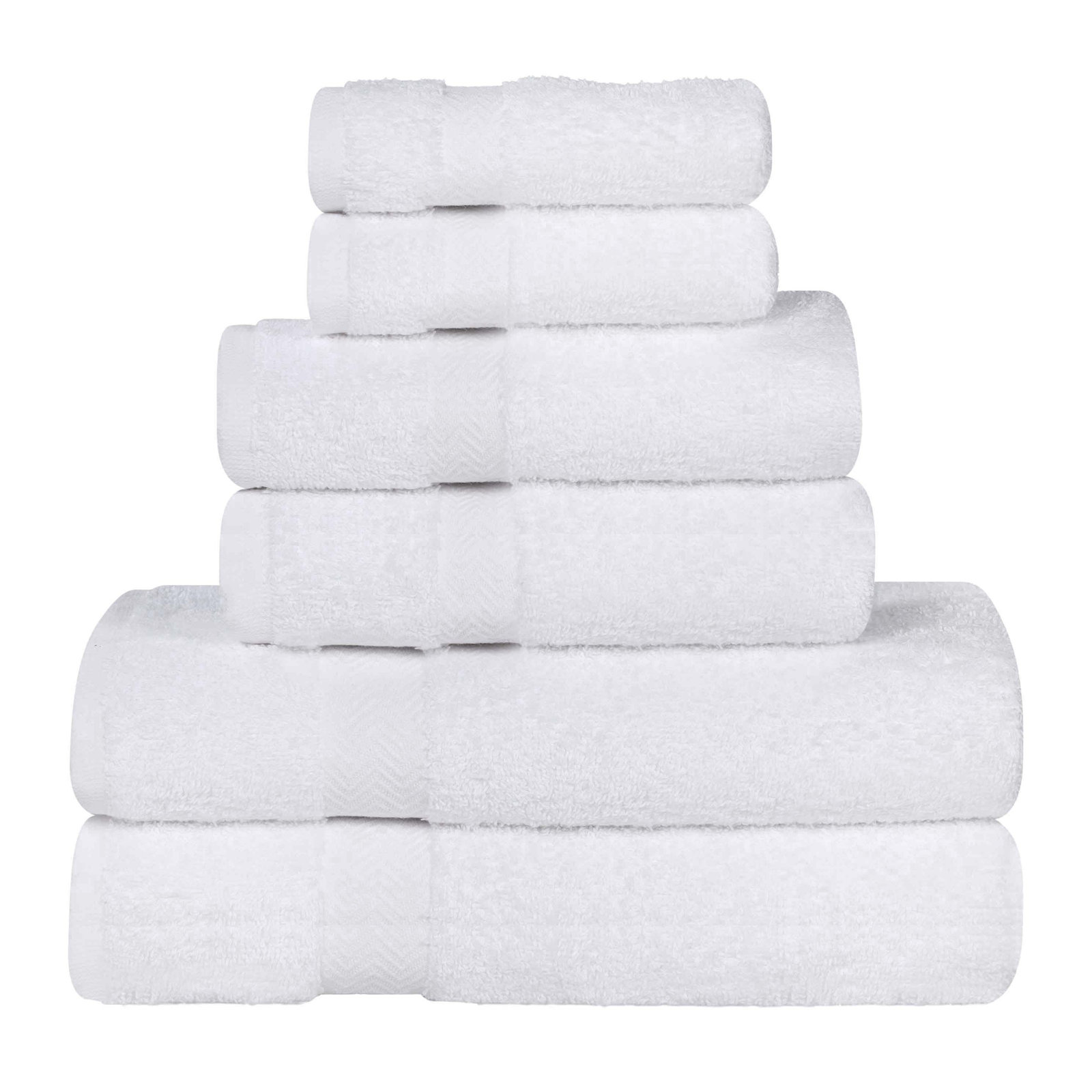 Quick-Drying Cotton Washcloth, White, 6 Pieces Towel Set
