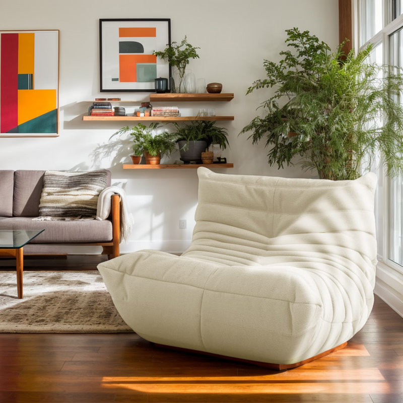 Bean Bag Chair and Lounger,Foam Togo Chair Sofa and Floor Game Chair (Teddy White), Teddy Velvet-White