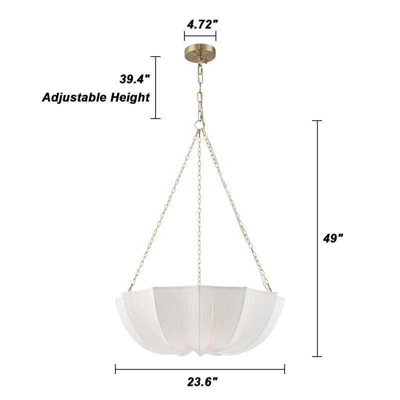 5 - Light Dimmable Bowl Chandelier, Gold, 5