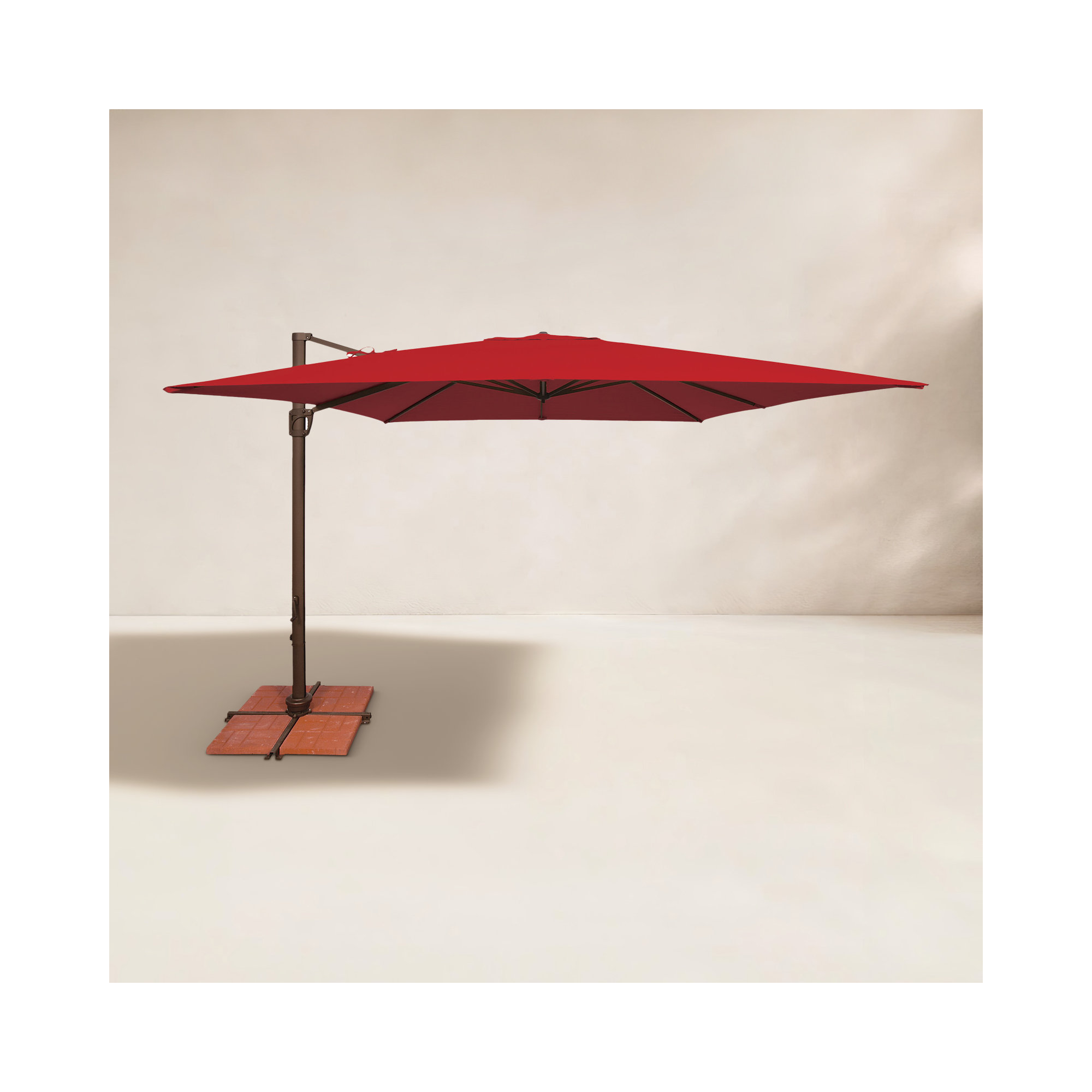 Darel 120'' Cantilever Outdoor Umbrella, Canvas Jockey Red Sunbrella® Canvas, Bronze