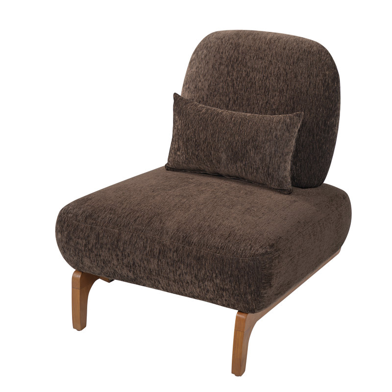 Chaise d'appoint rembourrée sans accoudoirs Hamilton, Dark Brown Polyester, 2