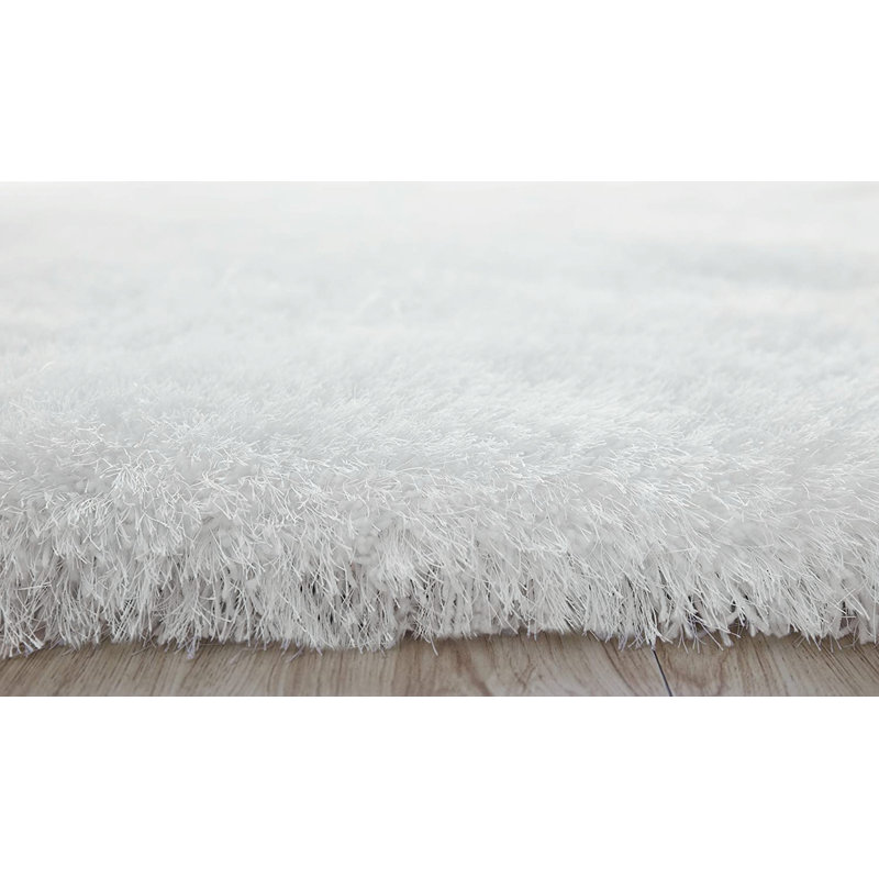 Tapis blanc neige à poils longs Trebino, Rectangle 2 pi x 5 pi