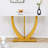 Modern And Simple Rect Rectangular Glass Dining Table With Patterned 0.39" White Top, Gold Legs, Ideal For Entrance And Living Room Decor, Available In White/Transparent + Glass Variants
