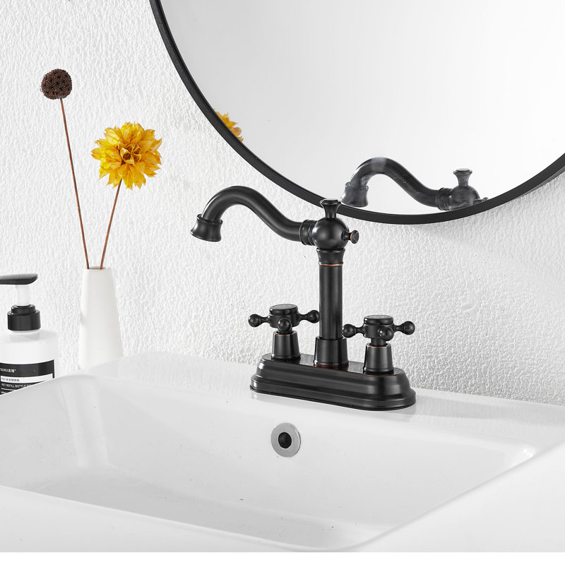 Centerset 2-handle Bathroom Faucet with Drain Assembly, Oil Rubbed Bronze