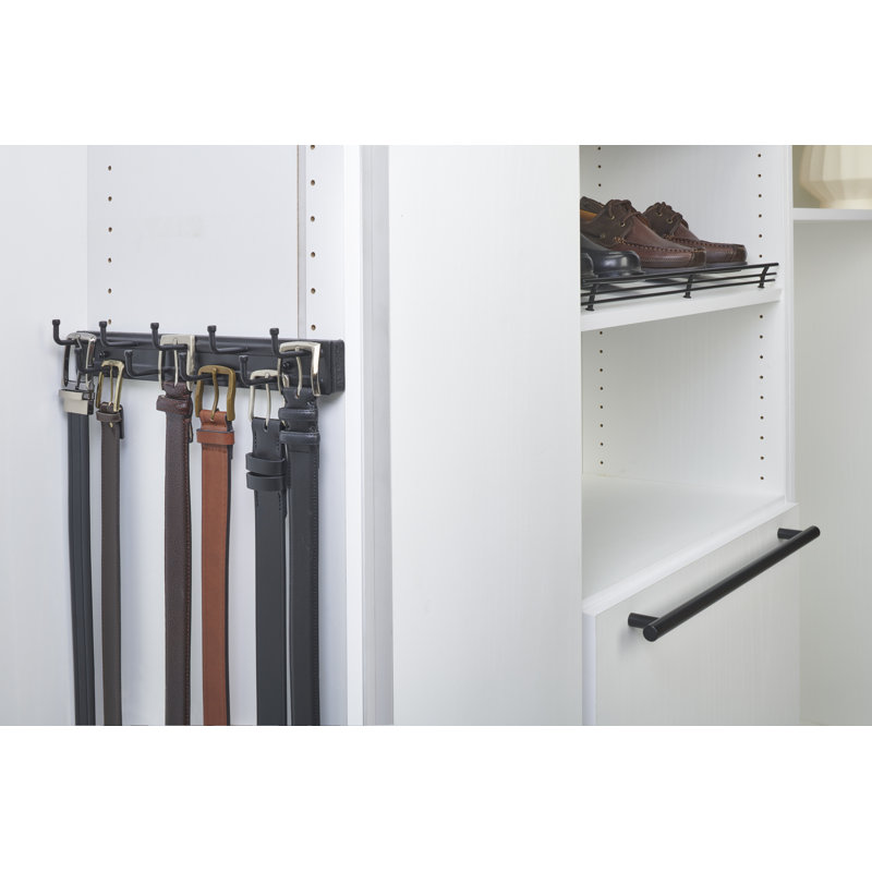 Sliding Belt Rack For Custom Closet Systems, Black, 2.32" H x 2.28" W x 14" D