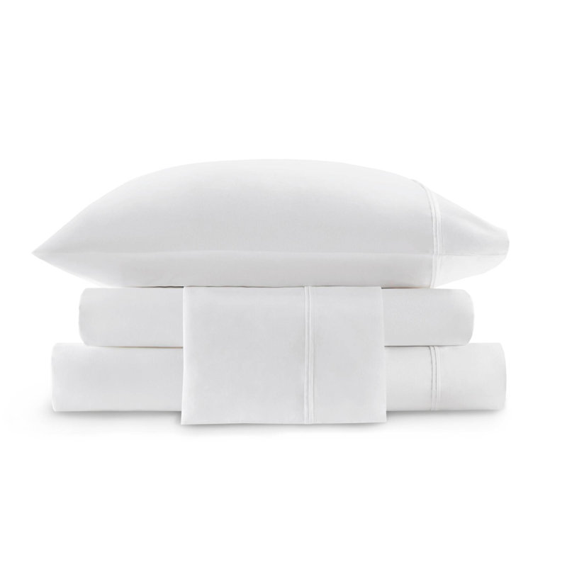 Ensemble de draps en satin de coton 4 pièces 4 pièces, blanc, Couvre-lit / courtepointe très grand, Blanc