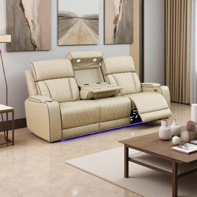 Canapé inclinable en cuir beige