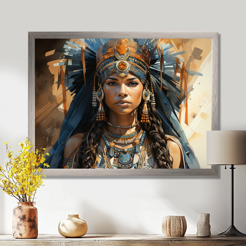 Chiou tribu africaine - Ashanti royauté - art mural tribal africain, 30" H x 40" W, White Picture Framed