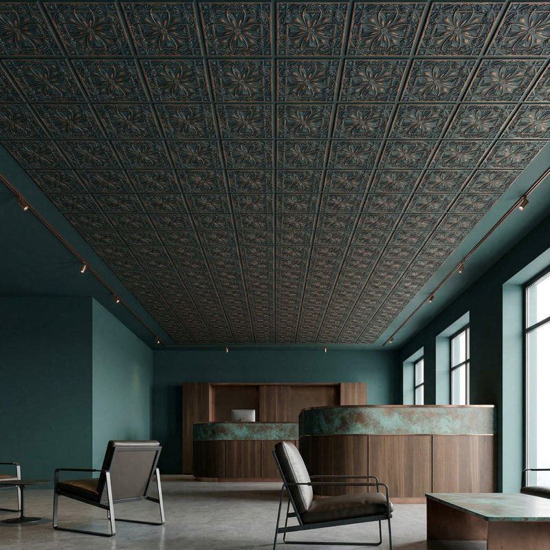 Pavillon de jardin Milan x 2 pi Tuile de plafond à poser ou à coller, Graphite doré