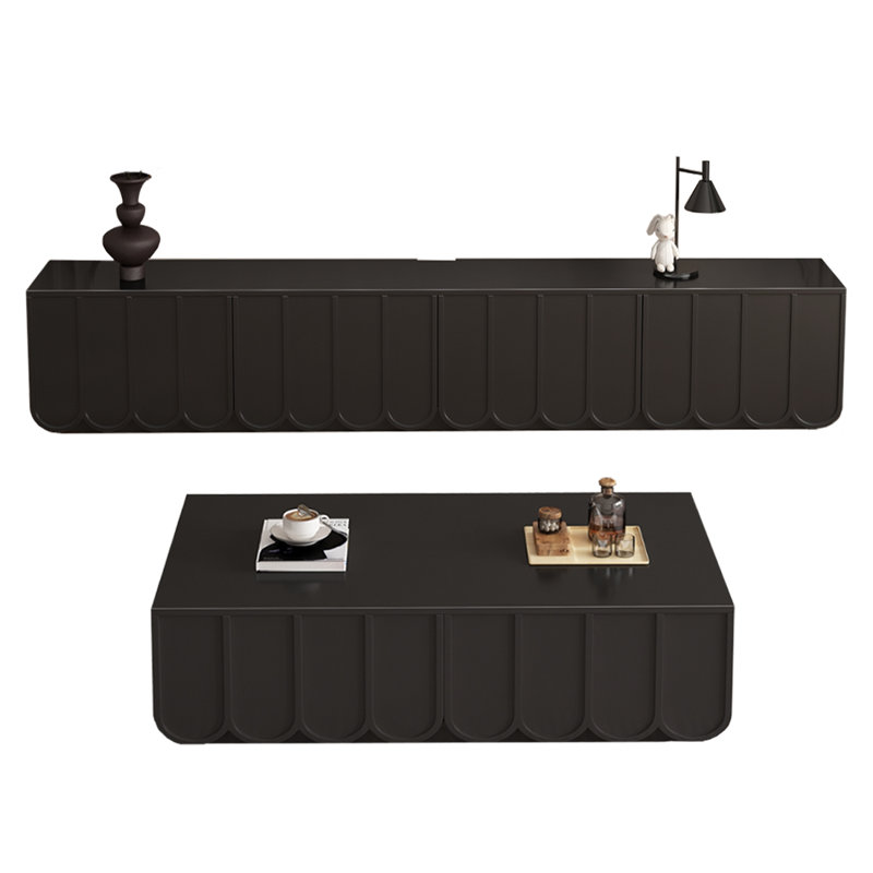 Meuble télé et table basse en bois de style français, Noir
