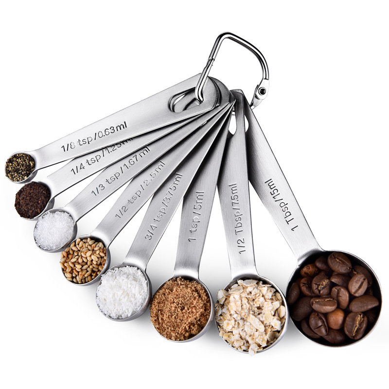 U-Taste 18/8 Stainless Steel Measuring Spoons Set for Heavy Duty Metal Kitchen Baking Cooking, 8pcs Spoons