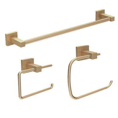 Duro 3 Piece Bath Hardware Set with Toilet Paper Holder, 18 in. Towel Bar and Towel Ring