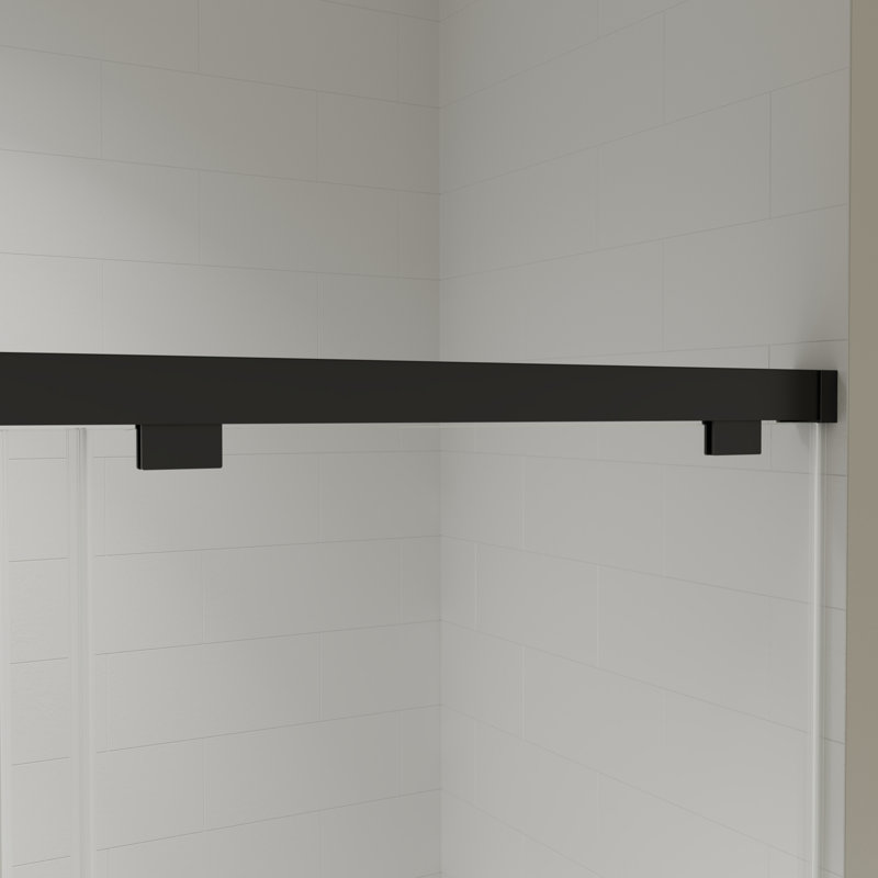 49"-54" W x 76" H Semi-Frameless Double Sliding Shower Door in Matte Black Finish with 5/16" Clear Tempered Glass