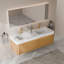 Meuble-lavabo flottant de 36 po avec lavabo, plateau en pierre frittée blanc de Carrare, armoire en chêne clair cannelé, tiroir à capteur DEL, mural, pré-assemblé-232181354-232181358