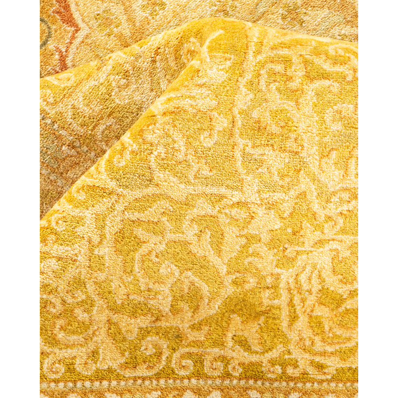 Tapis brun noué à la main de conception unique et unique 7 pi 10 po x 10 pi 6 po Oakhur