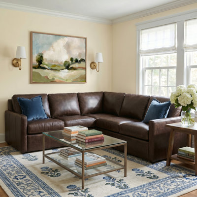 Canapé modulaire en cuir véritable 2 pièces Savannah