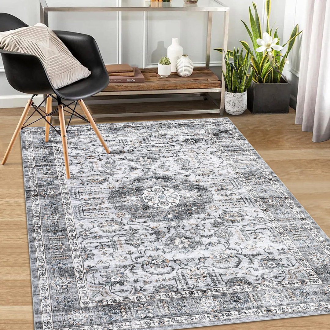 Rectangle Sesario Rectangle 2'x 3’ Area Rug with Non-Slip Backing Bungalow Rose Rug 
