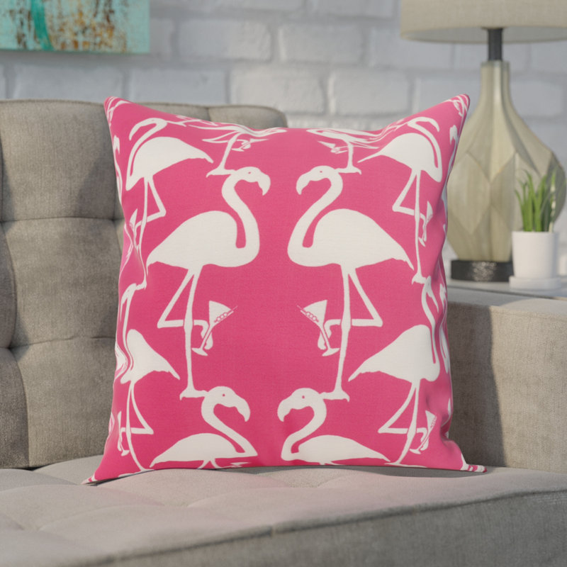 Housse et insert de coussin d'extérieur Palm Beach Flamingo Heart Martini, 20 po x 20 po, Corail