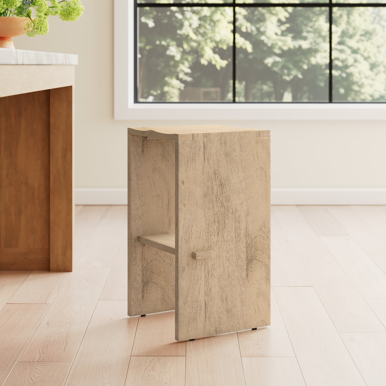 Dalina Solid Wood Counter & Bar Stool, Counter Stool (26" Seat Height), Light Brown