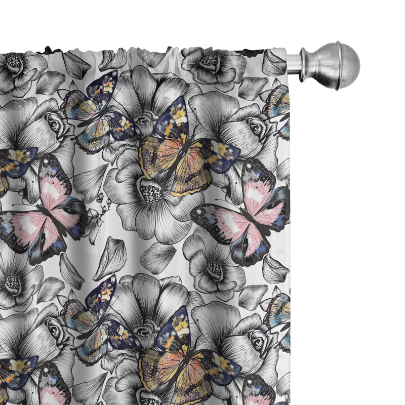 Floral Semi-Sheer Rod Pocket Sliding Panel, 28" x 84"