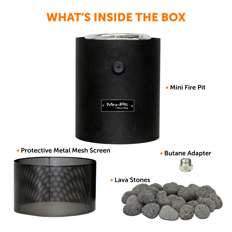 Flame King Black Mini Tabletop Propane Fire Pit