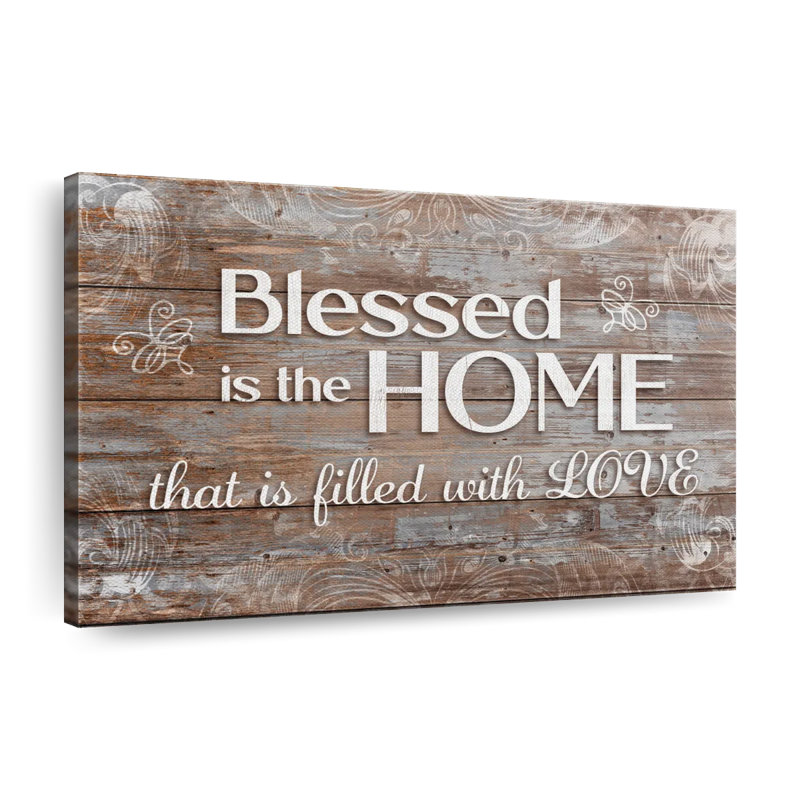 Citation sur toile Home Fills With Love, H 16 po x l 24 po x P 1,25 po