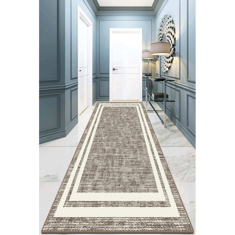 Tapis gris / blanc en polyester tissé à plat à la main Duarte, Rectangle 3 pi 11 po x 5 pi 3 po