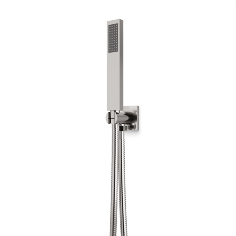 Square Flexible Hose Shower Kit, Matte Black, Brushed Nickel