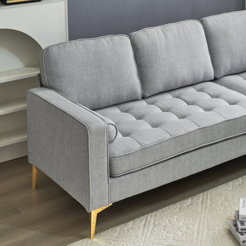 Canapé modulaire rembourré 85,83 po, 100 % lin gris clair
