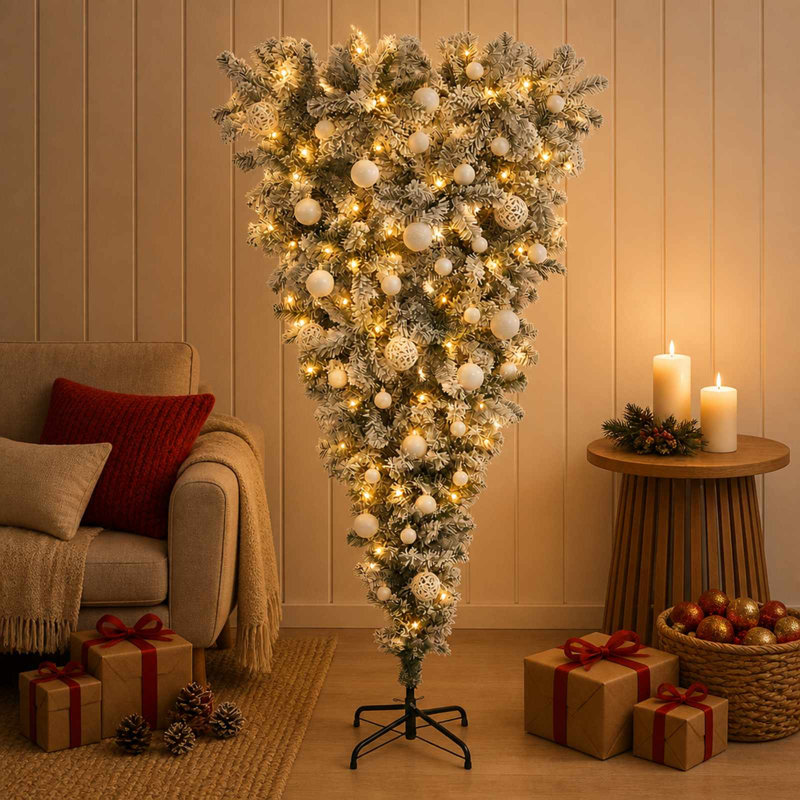 Christmas Tree, 150 cm, with LEDs & white balls