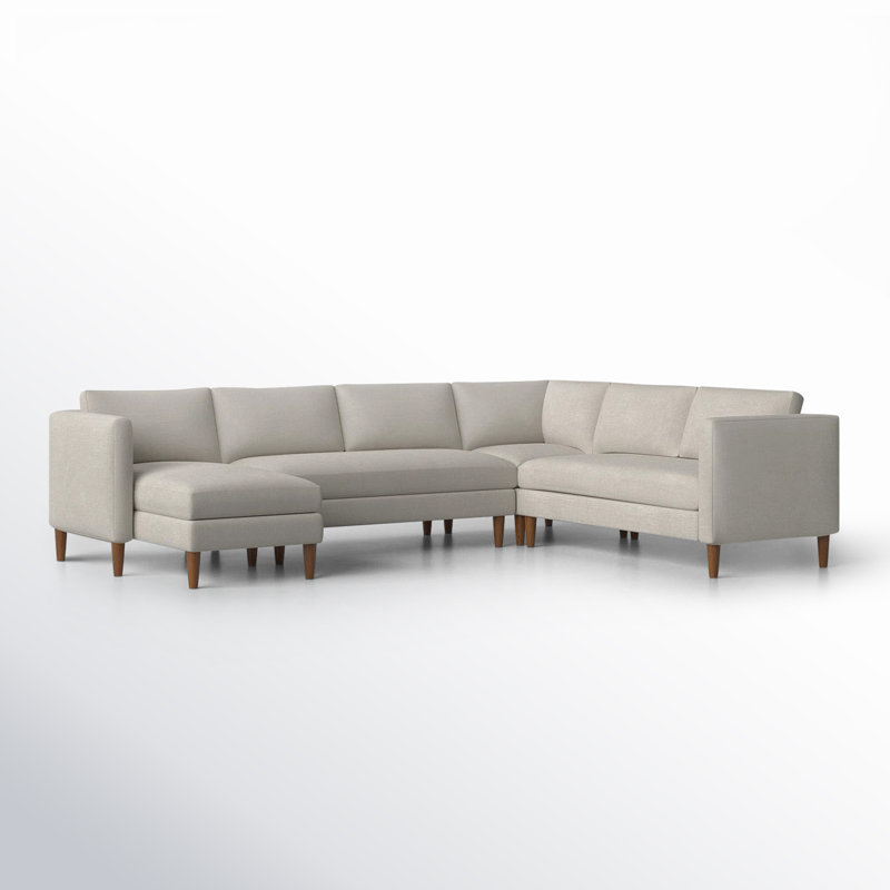 Clifford 4-Piece Upholstered Custom Sectional, Left Hand Facing, Turbo Ash Basketweave