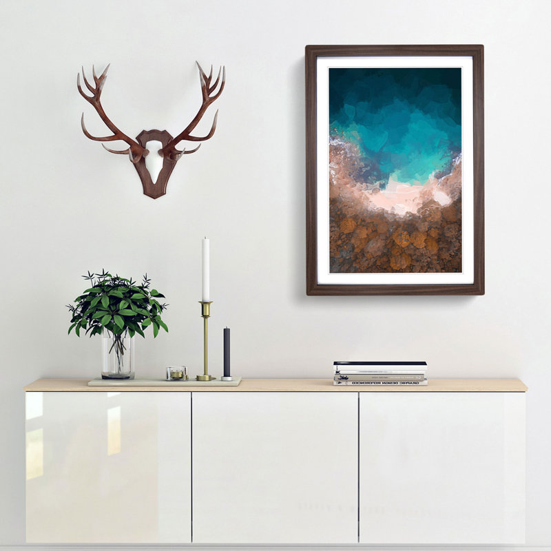 Reef Beach in Australia in Abstract - Picture Frame Graphic Art Print, Walnut Framed, 36cm H x 27cm W x 2cm D