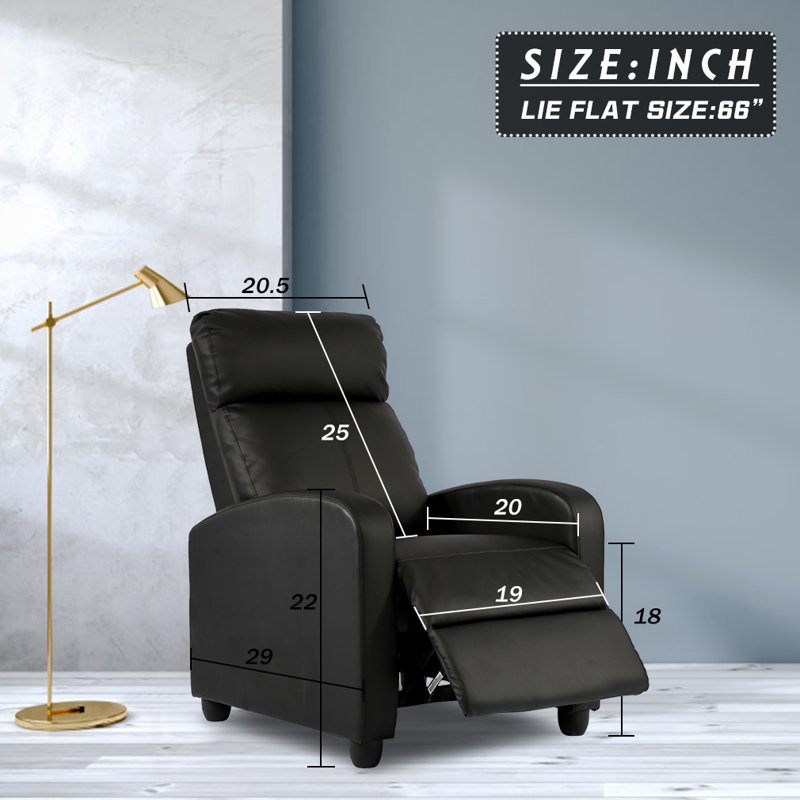 Fauteuil inclinable inclinable en cuir synthétique avec repose-pieds et télécommande pour repose-pieds, noir, Similicuir noir