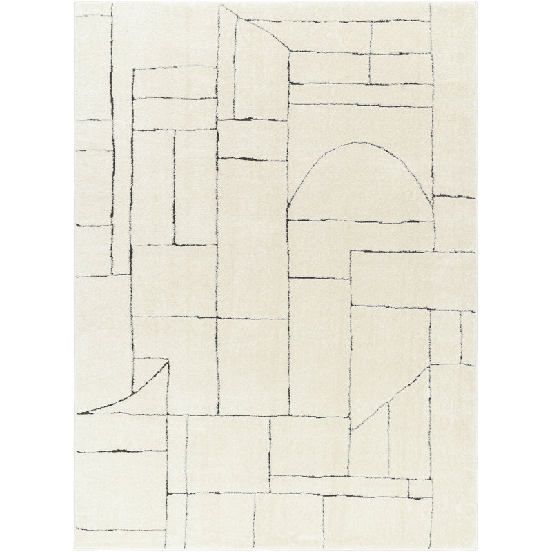 Asfand Cream/Light Gray Area Rug, Rectangle 9'2" x 12'