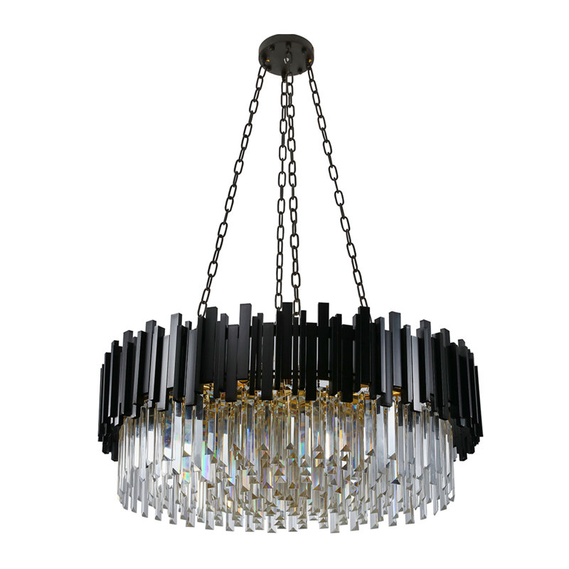 Modern Crystal Chandelier Ceiling Light Fixture for Living Room and Bedroom, Chic Design Lamp, 135cm H x 80cm W x 80cm D, 16