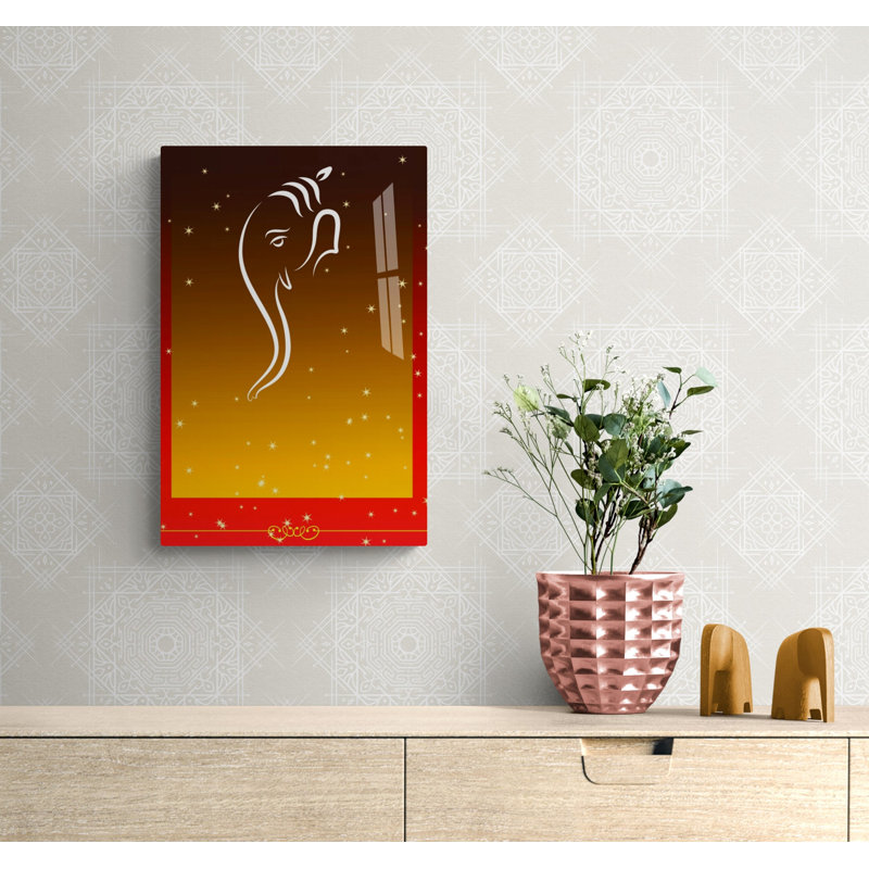 Décoration murale en verre trempé Idole Ganpati, L 15,50 po x H 23,50 po