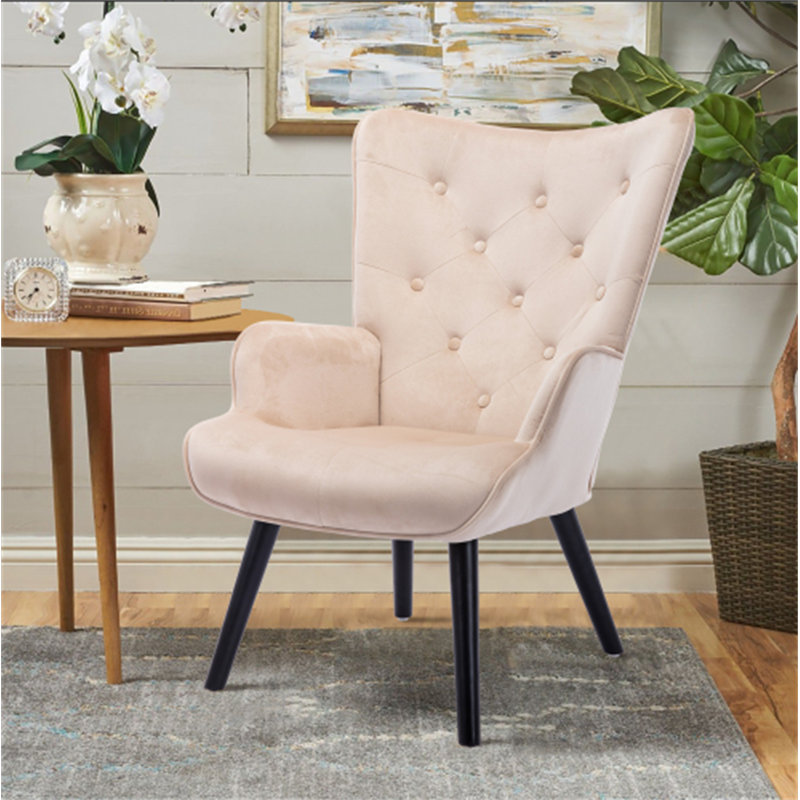 Gittle Velvet Accent Chair, Beige 